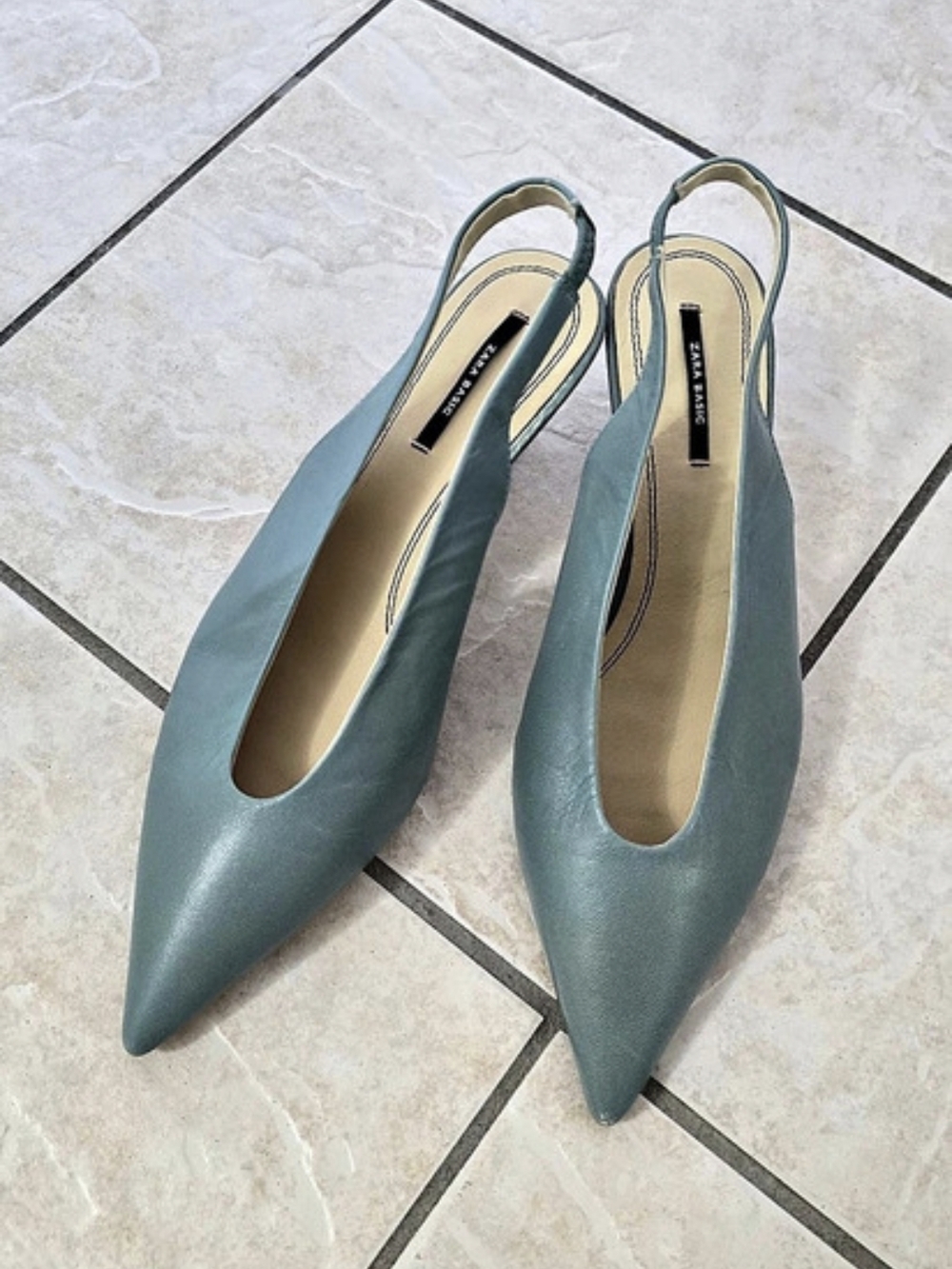 Zara Slingback Kitten Heels Slingback In Blue